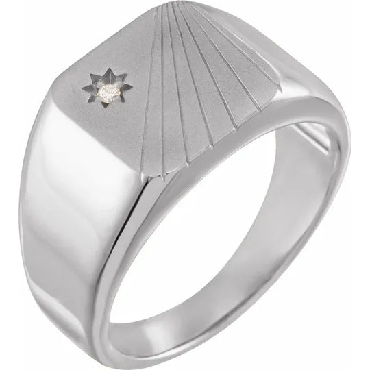 Diamond Celestial Men's Signet Ring in Sterling Silver