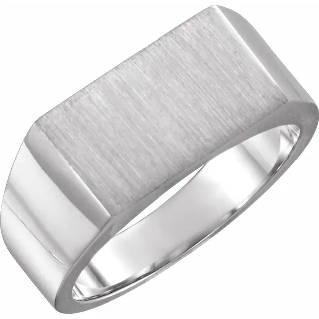 Engravable 15x9mm Rectangle Sterling Silver Signet Ring (Free Engraving)