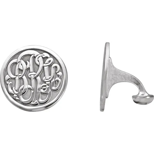 Sterling Silver 3-Letter Monogram 18mm Cufflinks