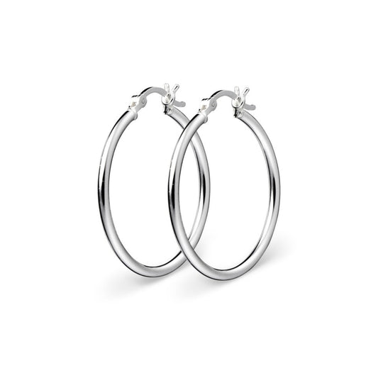 Sterling Silver Hoop Earrings – 2mm Thick – 20mm to 40mm Sizes