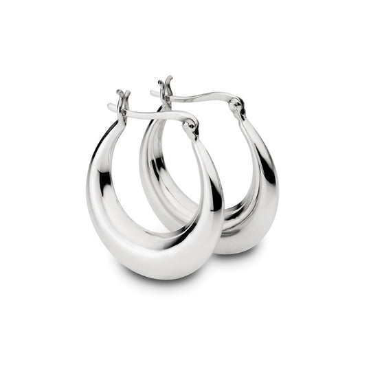 Sterling Silver Fancy Tapered Oval Hoop Earrings