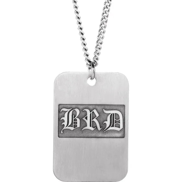 3-Letter Old English Monogram Dog Tag Necklace - Custom Made to Order
