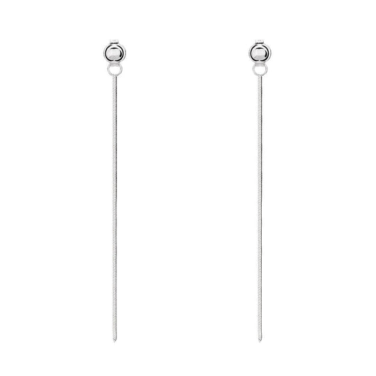 Sterling Silver 4mm Ball and Snake Chain Back Drop Earring Studs