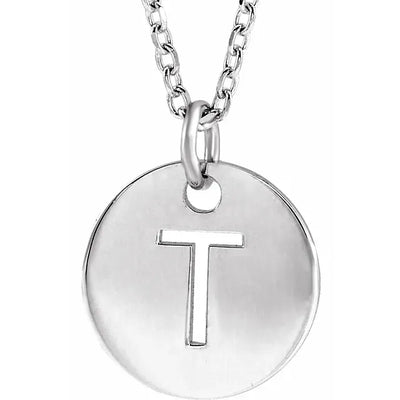Personalised Style: 10mm Initial Disc Pendant Necklace in Sterling Silver