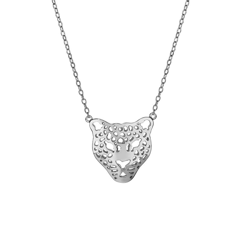 This big cat centre features a Leopard head and sits on an adjustable 42-45 cm 1 mm cable necklace. Crafted from 925 Sterling Silver, sold by Australia&