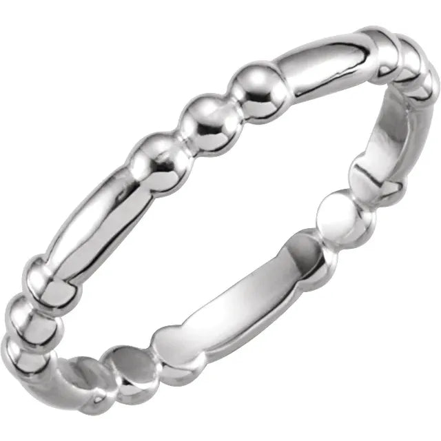 Metal Fashion Bead Stackable Sterling Silver Ring