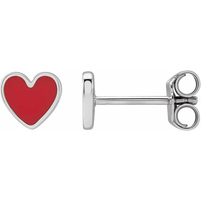 Share Your Love with Our Knockout Coloured Enamelled Heart Shaped Silver Stud Earrings