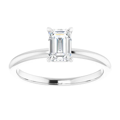 White Gold Solitaire Diamond Engagement Ring with an Emerald-Cut from Jewels of St Leon Jewellery Australia