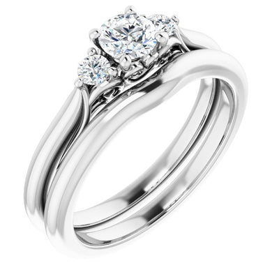 White gold engagement ring with matching wedding band. Complete set available from Jewels of St Leon Jewellery Australia