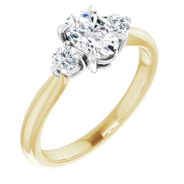 14K Yellow Gold Band with a 14K White Gold setting, with three natural diamonds in a classic style. Available from Jewels of St Leon Jewellery Australia