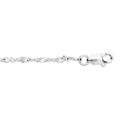 1.5mm Singapore Twist 22.5cm (9in) Anklet with lobster clasp. Crafted from 925 Sterling Silver, sold by Australia's best online jewellery store Jewels of St Leon and part of the Essential Silver Collection. Free Shipping on all products Australia wide.