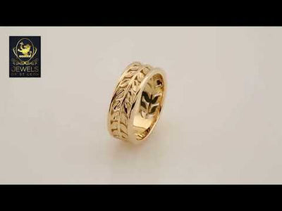 Floral Inspired Leaf Band in 14K Yellow Gold
