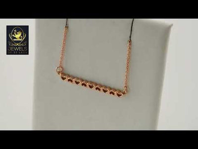 14K Rose Gold Heart Inspired Bar 40-45cm Necklace