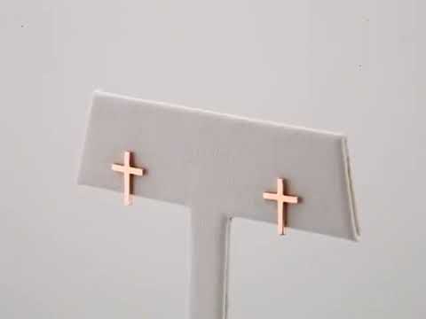 14kt Gold 10x7mm Cross Stud Earrings (Single & Pairs Available)