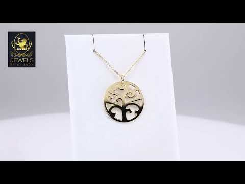 Make a Statement with Our 20mm Tree of Life Pendant Necklace in Gleaming 14K Gold!